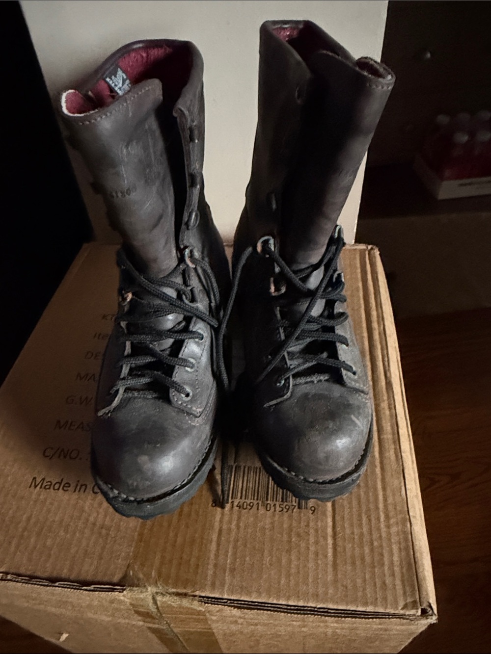 Danner Brown Lace-Up Leather 8 inch Boots with Subtle Red Lining